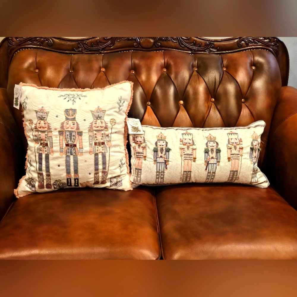 MIREILLE DESIGNS  Decorative Christmas Nutcracker Pillow Set of 2